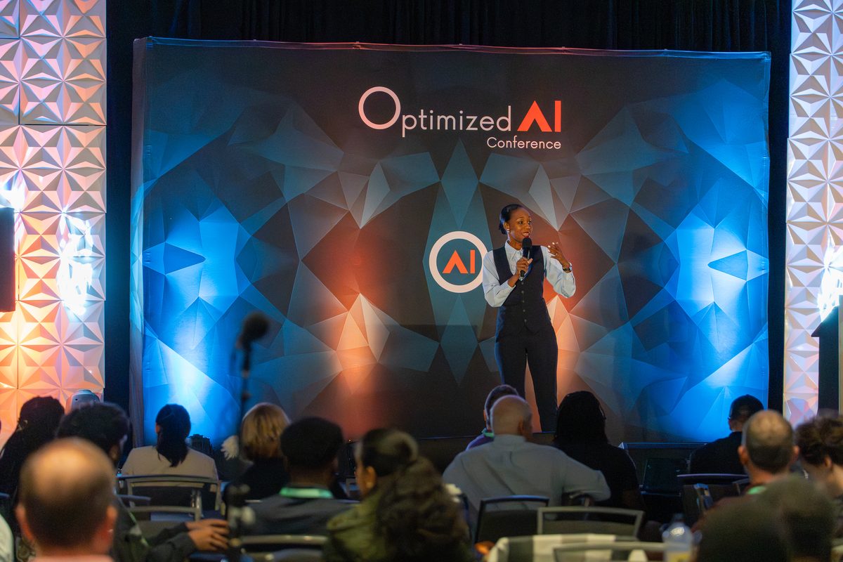 A speaker addressing the main-stage audience